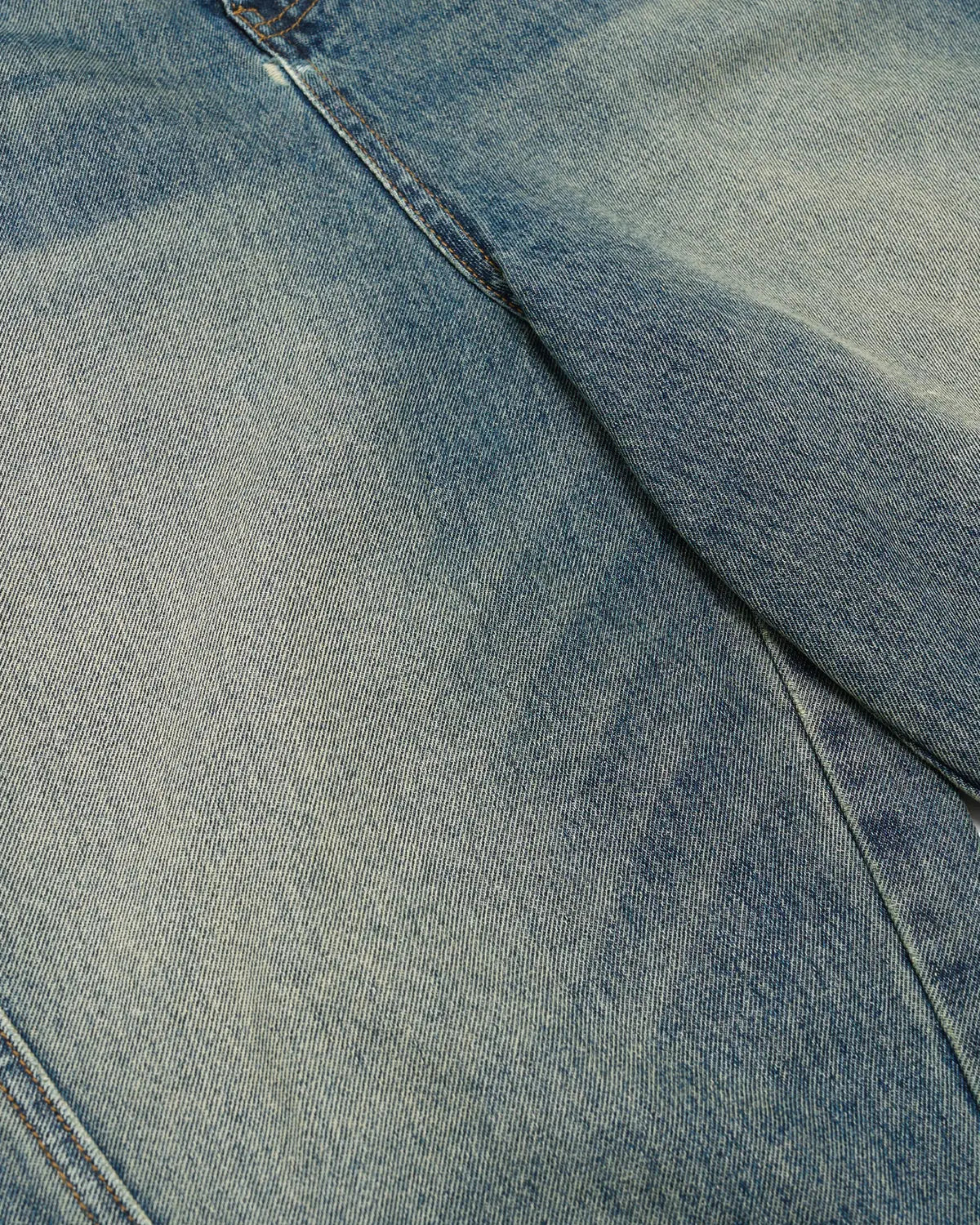 Flation Scimitar Denim Baggy Jorts, casual streetwear pants with a relaxed fit, featuring distressed denim and frayed edges.