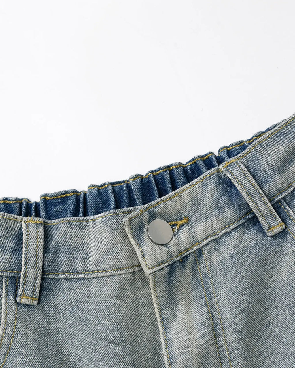 Blue Flation Streetwear structured washed denim shorts, casual pants with a relaxed fit and distressed details.