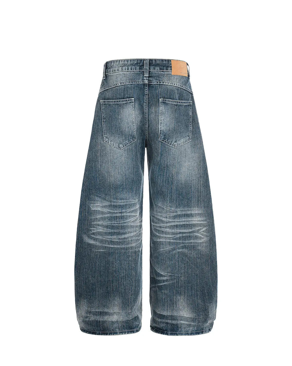 Blue Flation streetwear denim jeans with textured bamboo weave design, featuring a relaxed fit and classic pants style.