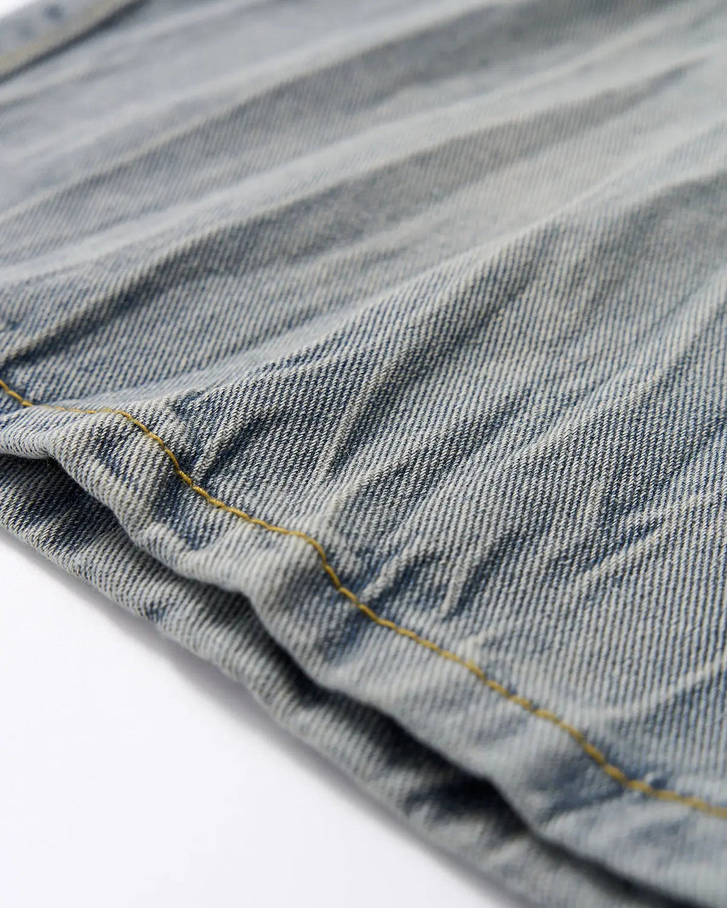 Blue textured washed longline jorts pants by Flation Streetwear, featuring a relaxed fit and casual style.