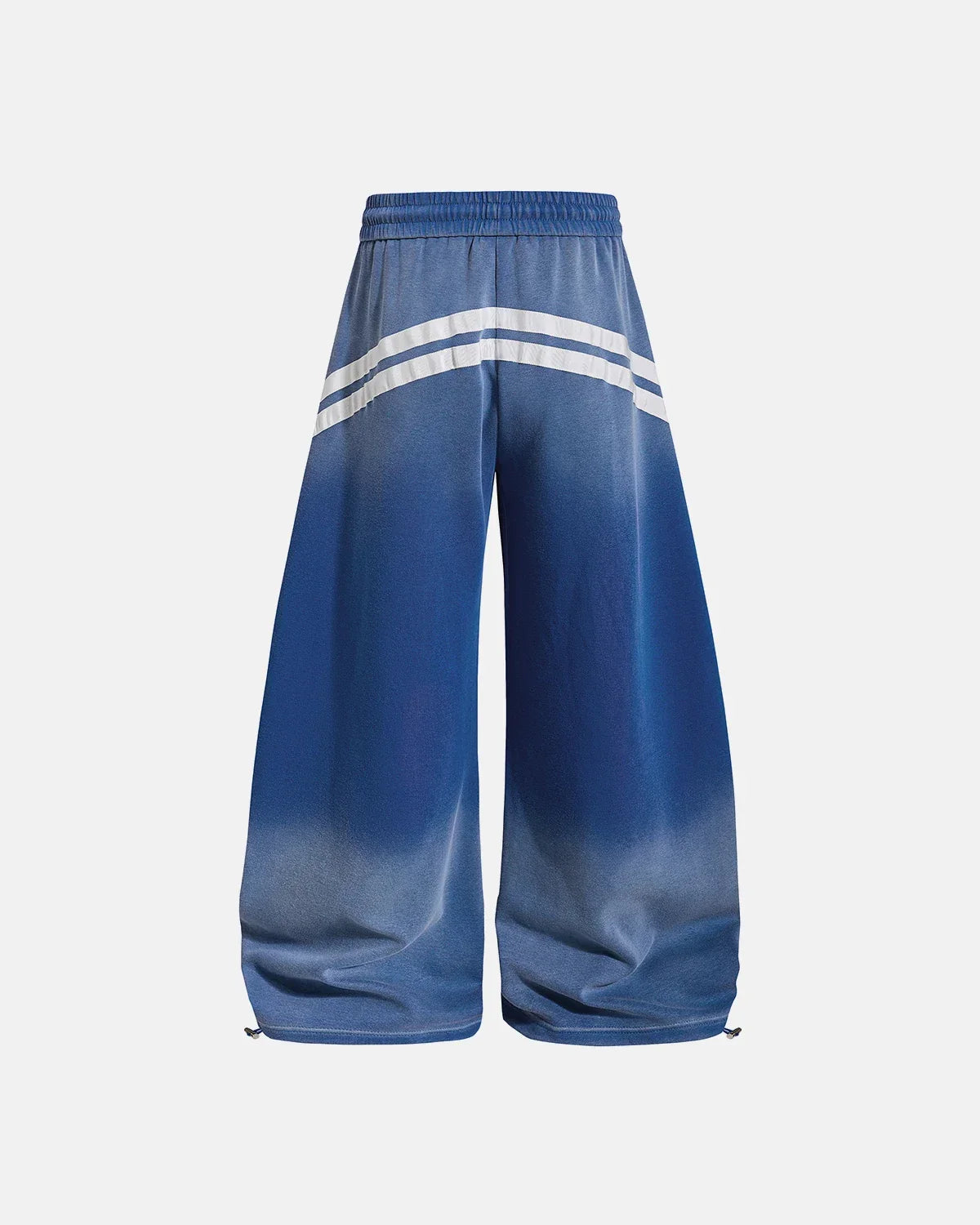 Blue washed stripe barrel sweatpants by Flation Streetwear, featuring a relaxed fit and casual streetwear style.