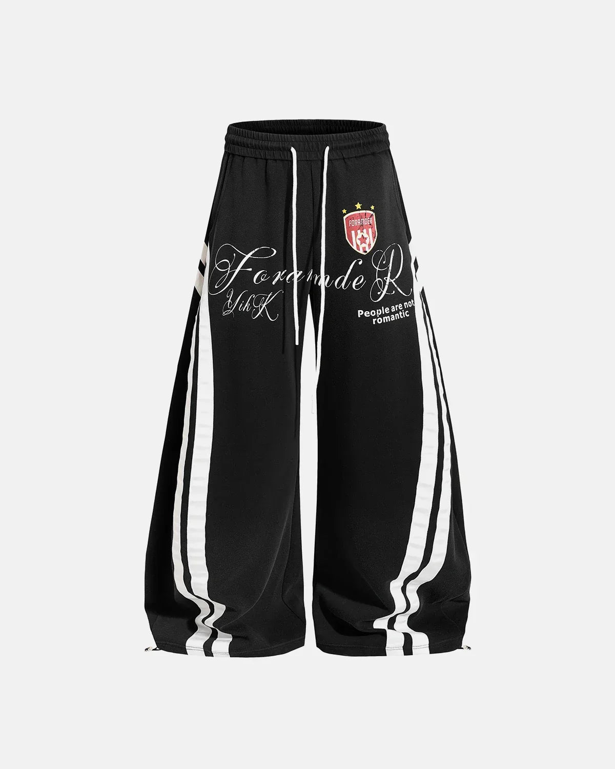 Blue washed stripe barrel sweatpants by Flation Streetwear, relaxed fit with comfortable, casual style and bold stripe pattern.