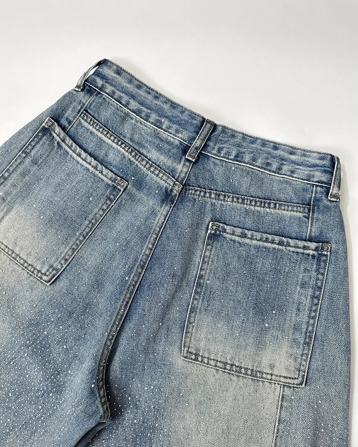 Flation Rhinestone Washed Barrel Baggy Jeans, stylish streetwear pants with rhinestone accents and relaxed fit, shown in a casual pose.