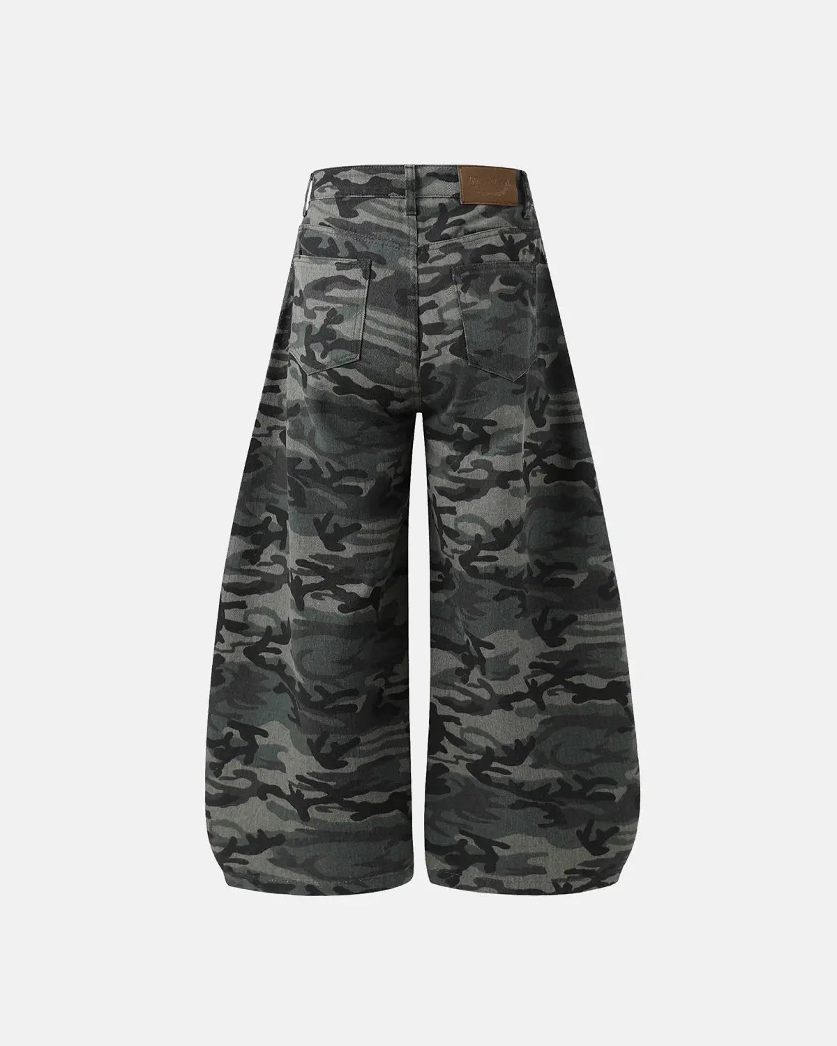 Inflation Rhinestone Camo Barrel Pants with sparkly rhinestones and camouflage pattern, stylish streetwear pants for a bold look.