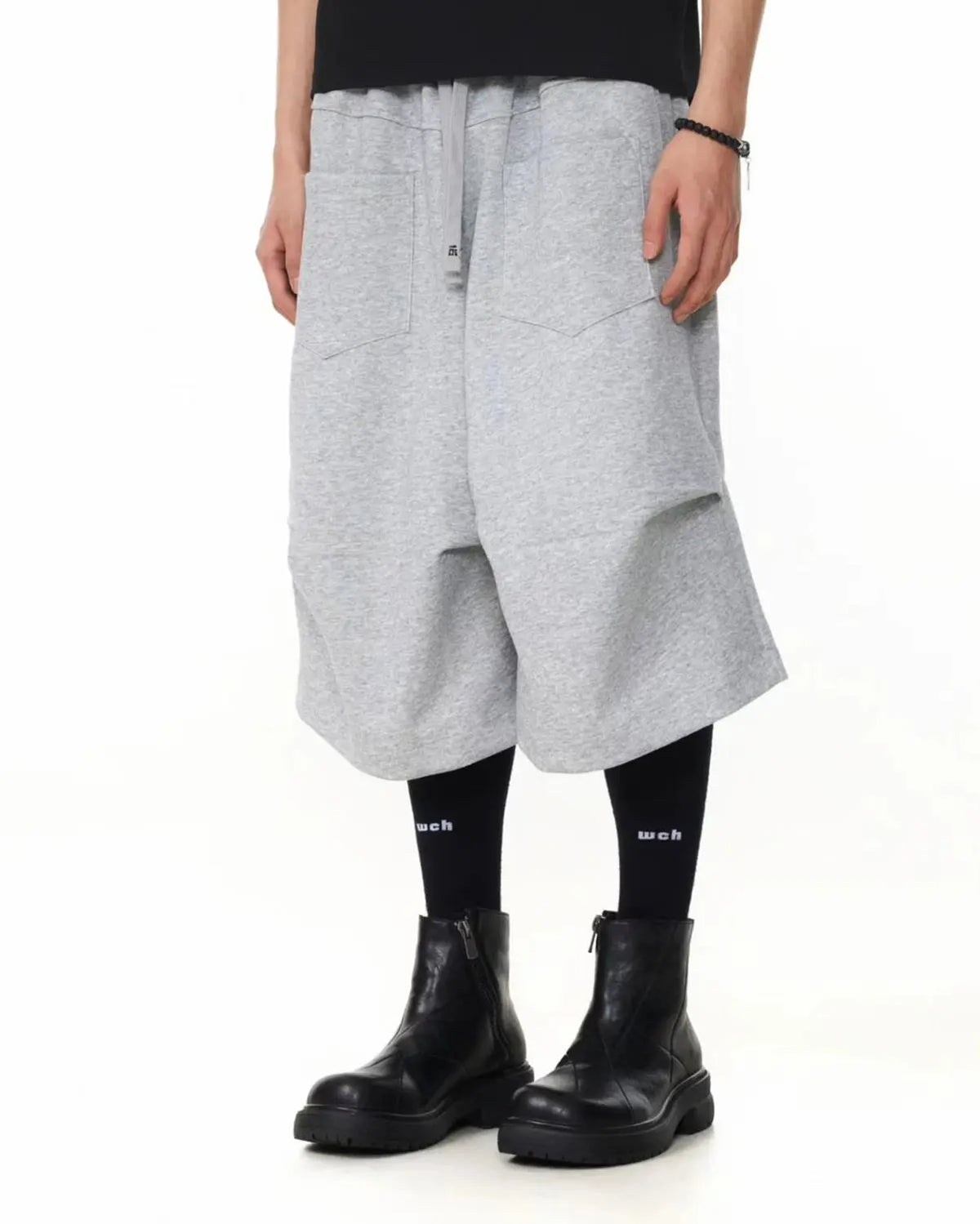 Grey Flation Baggy Sweat Shorts, casual streetwear pants with a loose fit and comfortable fabric, suitable for relaxed outfits.