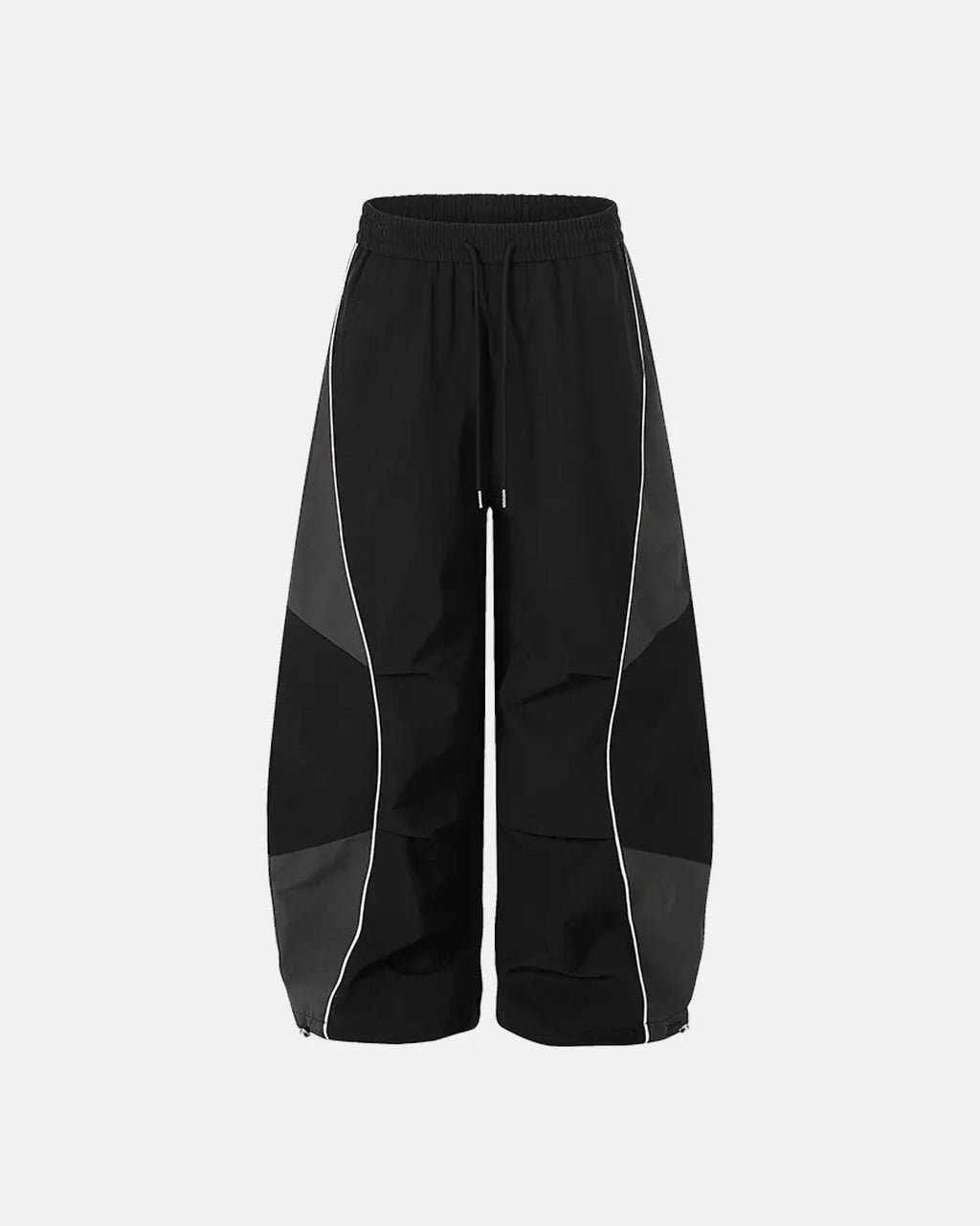 Grey Flation streetwear contrast panel baggy track pants, featuring relaxed fit and stylish design for casual wear.