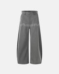 Pinstripe cinch back tailored pants by Flation Streetwear, featuring a sleek design and classic pinstripe pattern.