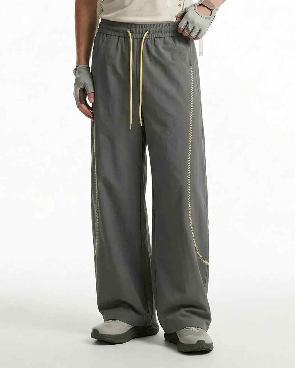 Light grey Flation AirFlow Contrast Embroidered Track Pants with embroidered detail and Flation TECHLATION™ branding.