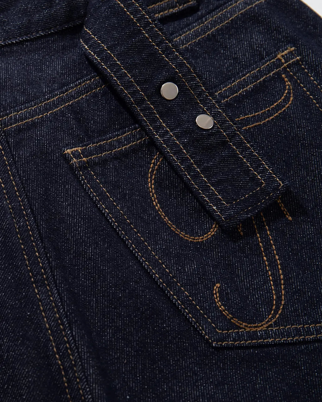 Raw blue Cinch Back Baggy Denim Jorts by Flation Streetwear, casual pants featuring a relaxed fit and stylish denim design.