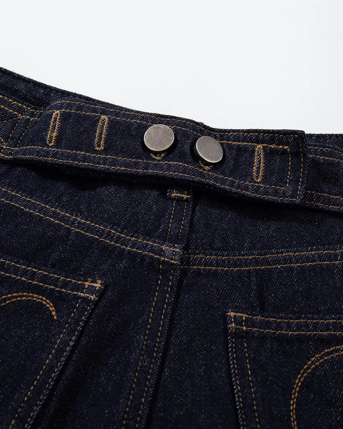 Raw blue cinch-back baggy denim jorts by Flation Streetwear, casual denim pants with a relaxed fit and distressed details.