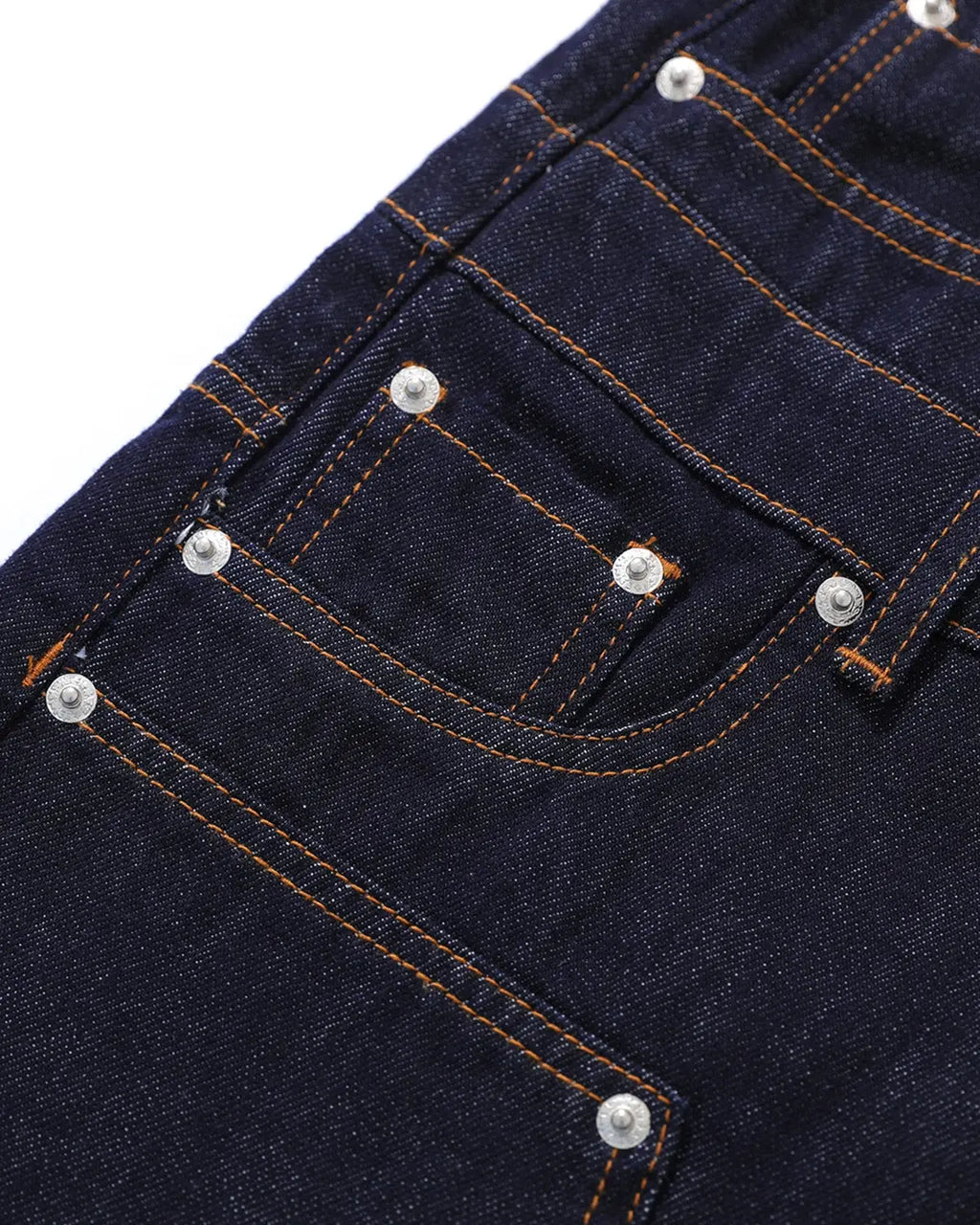 Blue double waist rivet baggy jorts by Flation, casual streetwear pants with rivet details and relaxed fit.