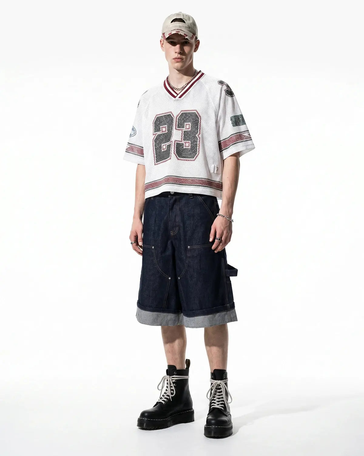 Raw denim carpenter long jorts from Flation Streetwear, featuring rugged style and practical pockets in a casual pant design.
