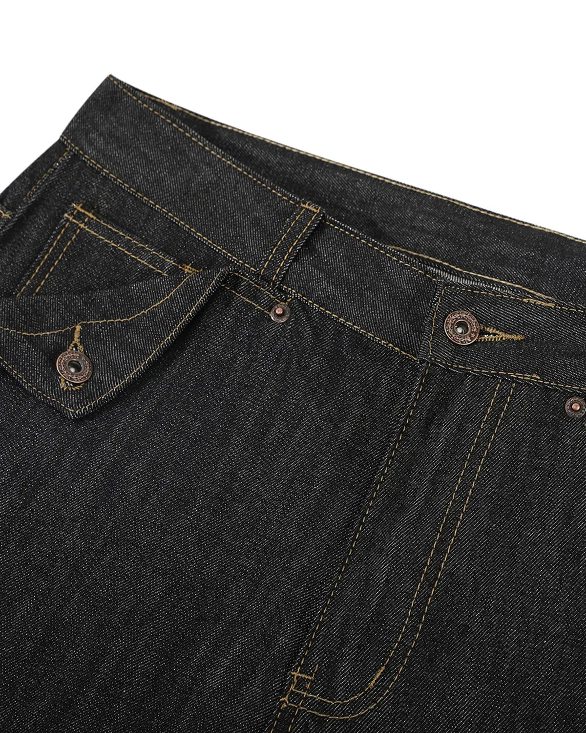 Flation Raw Wide Leg Baggy Jeans with cinch back detail, featuring a relaxed streetwear style and raw denim finish.