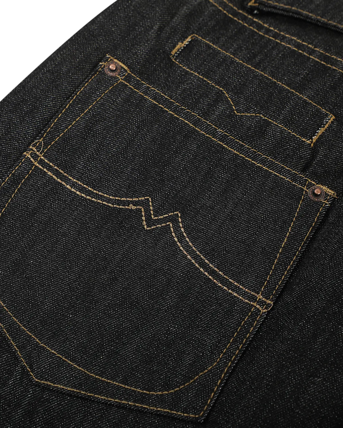Flation Raw Wide Leg Baggy Jeans with cinch back detail, showcasing relaxed streetwear style and raw denim fabric.