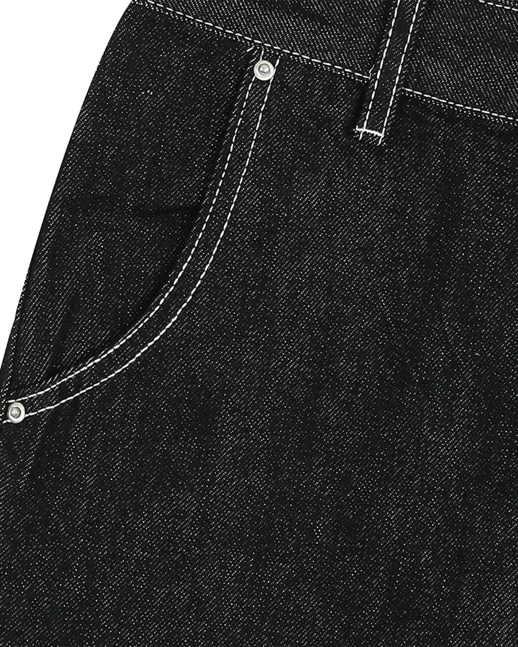 Raw denim cargo longline shorts by Flation Streetwear, featuring distressed details and multiple cargo pockets, displayed on a hanger.