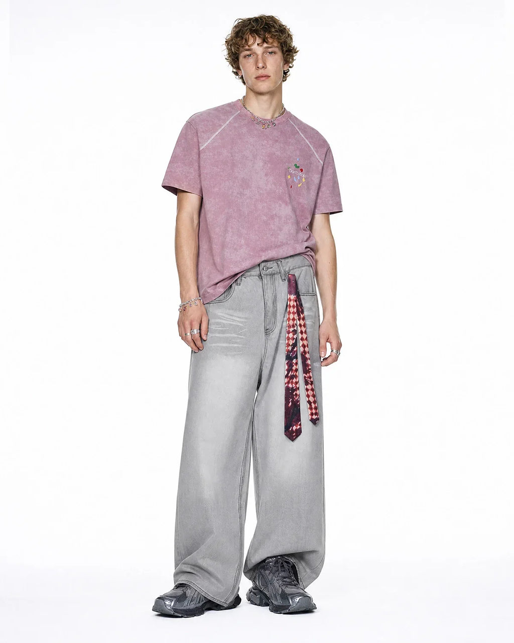 Pink Flation climbing graphic puff print T-shirt for streetwear, featuring bold climbing design on soft cotton fabric.