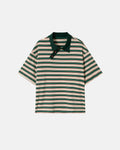 Asymmetric polo collar striped T-shirt by Flation Streetwear, featuring a stylish design and casual fit with bold stripes.