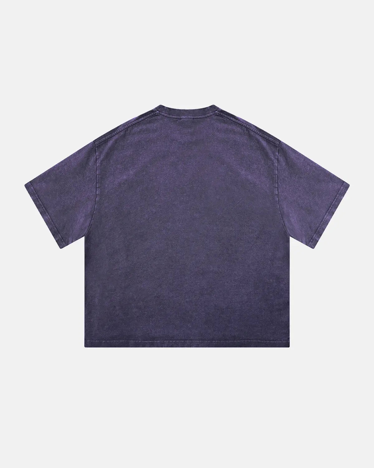 Purple acid wash boxy fit T-shirt by Flation Streetwear, showcasing a relaxed, trendy streetwear style.