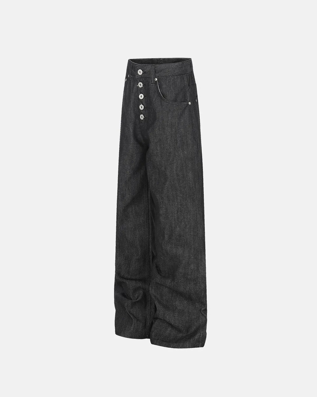 Raw baggy jeans with button details from Flation Streetwear, featuring a relaxed fit and distressed denim style.
