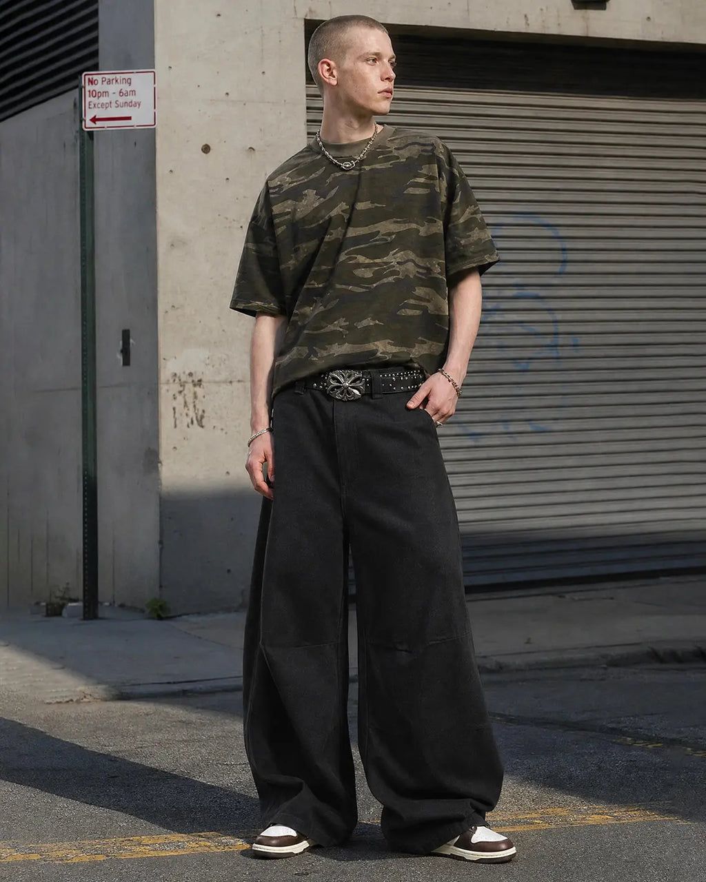 Raw Baggy Barrel Jeans by Flation Streetwear, showing loose-fitting denim with distressed details and a relaxed, baggy silhouette.