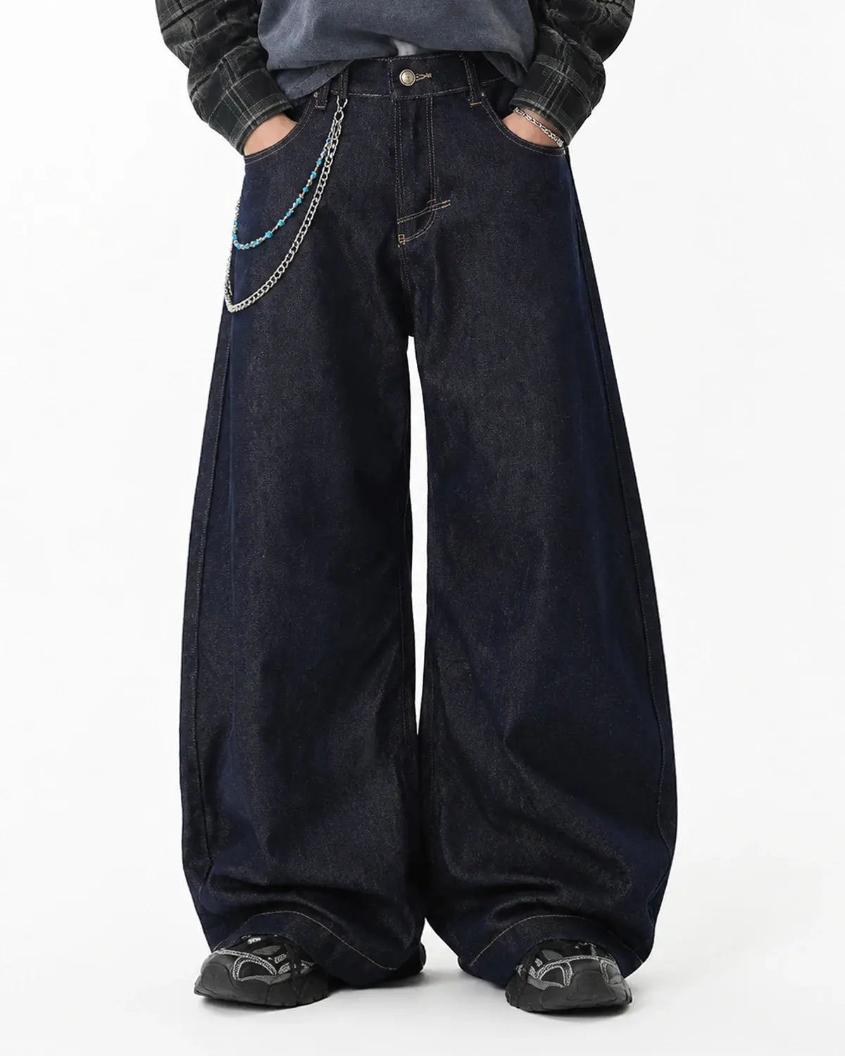 Raw Wash Barrel Jeans with Cinch Back from Flation Streetwear, showcasing classic denim with a unique cinch back design.