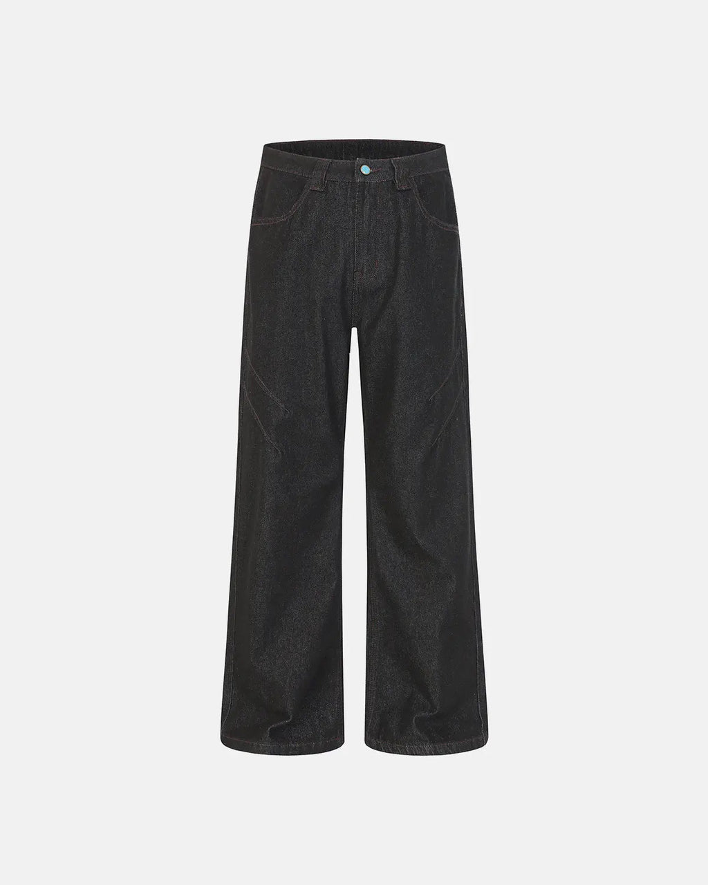 Raw bootcut jeans with deconstructed stitching from Flation Streetwear, showcasing distressed denim and unique raw hem details.
