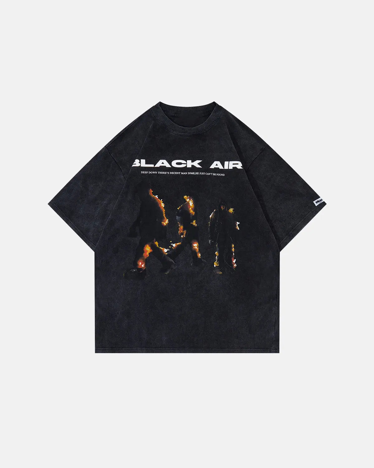 Red washed oversized graphic T-shirt by Flation Streetwear featuring bold printed design and relaxed fit.