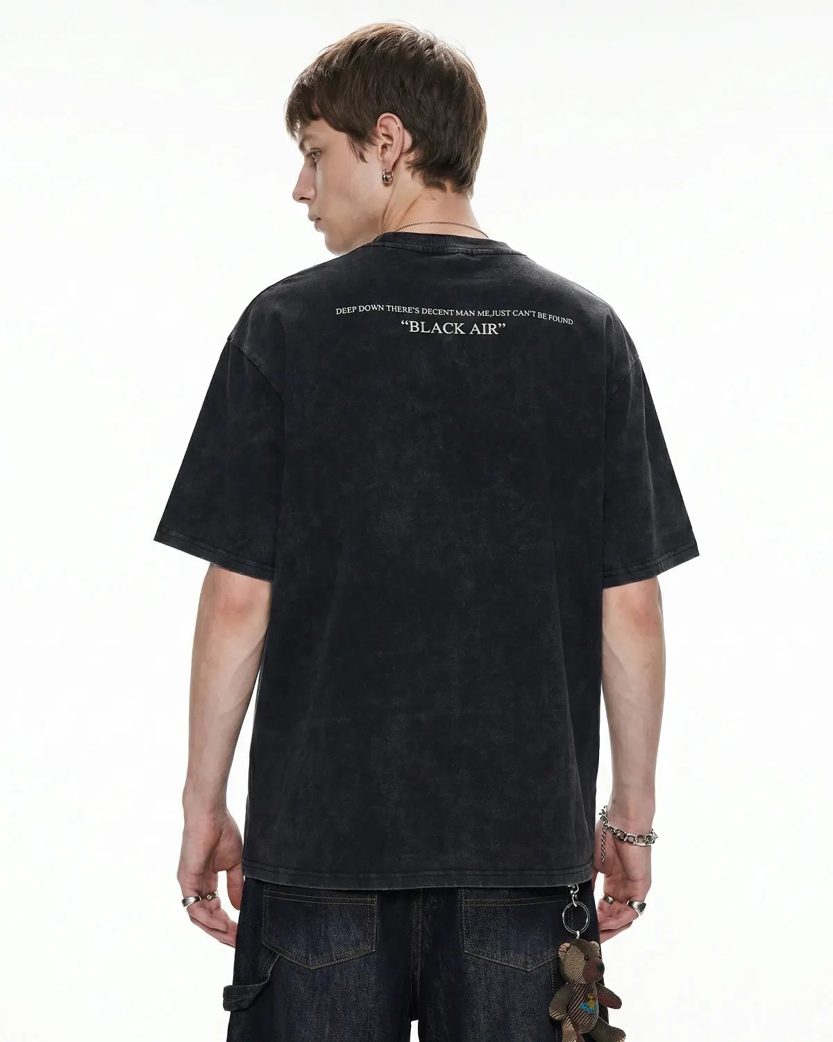 Red washed oversized graphic T-shirt by Flation Streetwear, featuring bold graphic design and relaxed fit.