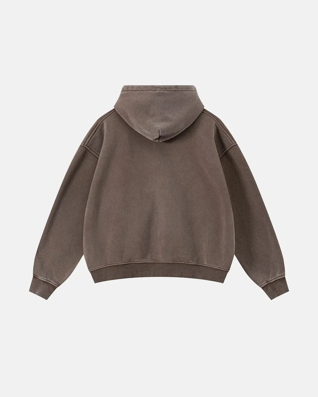 Red vintage washed fleece boxy zip hoodie by Flation Streetwear, featuring a casual relaxed fit and cozy fleece texture.