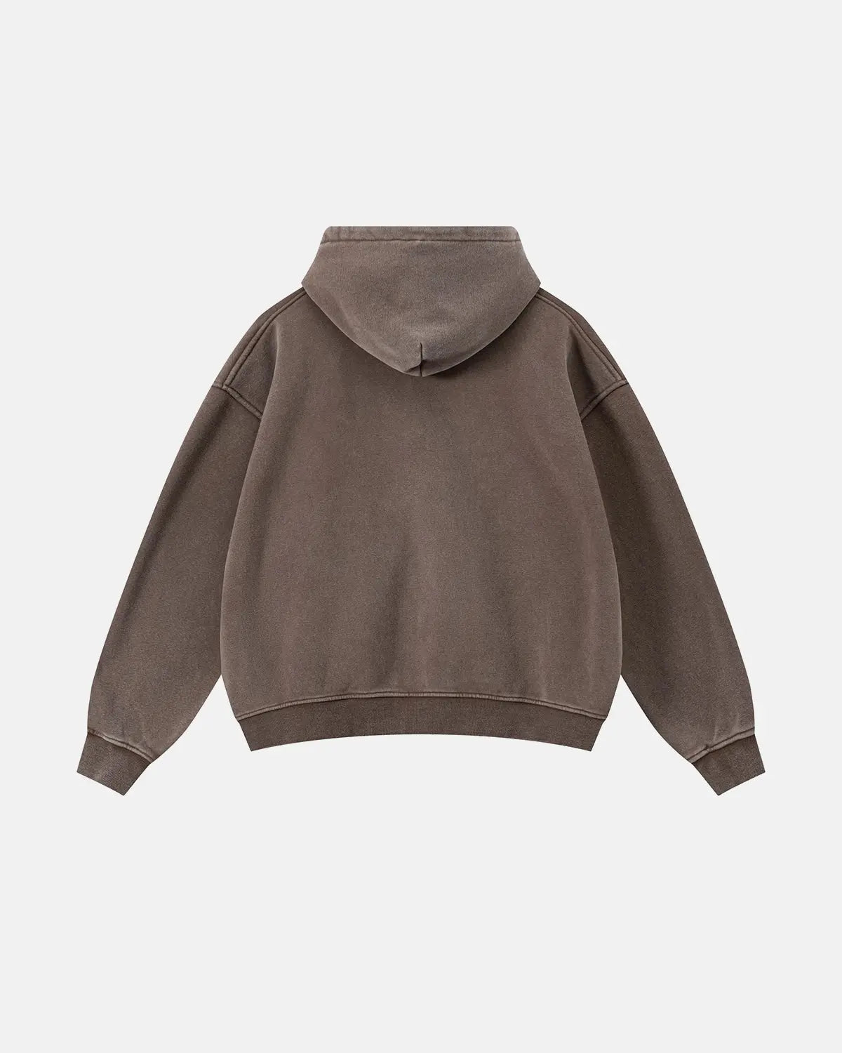 Red vintage washed fleece boxy zip hoodie by Flation Streetwear, featuring a casual relaxed fit and cozy fleece texture.