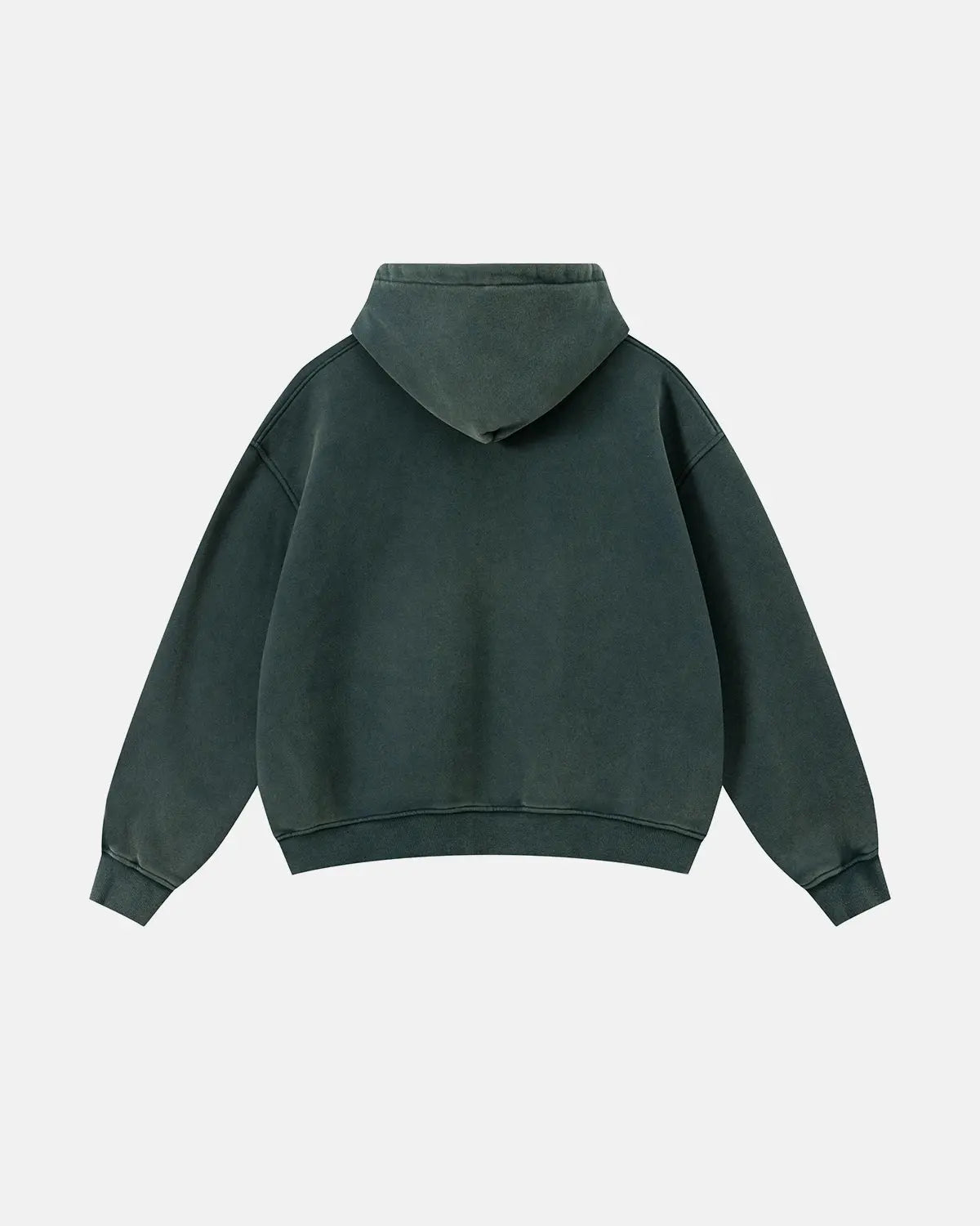 Red vintage washed fleece boxy zip hoodie by Flation Streetwear, featuring a relaxed fit and casual streetwear style.