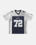 Royal blue vintage 72 mesh football jersey by Flation featuring classic streetwear style and athletic design.