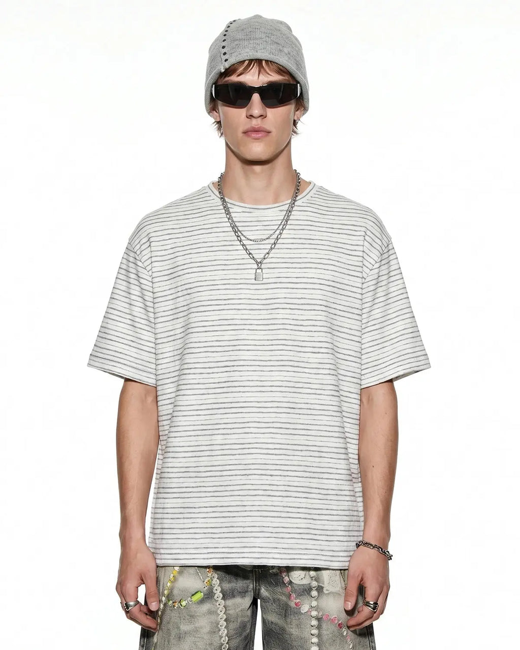 Old Money Striped T-Shirt by Flation Streetwear featuring classic horizontal stripes and a relaxed fit.