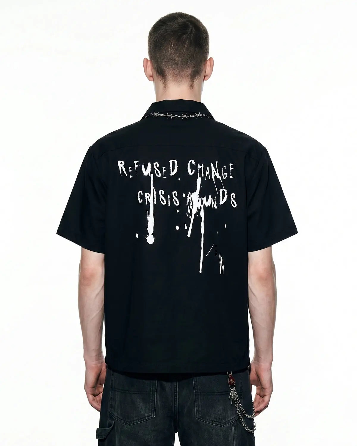 Flation streetwear shirt featuring an abstract graphic print, casual fit with vibrant, artistic design on the front.