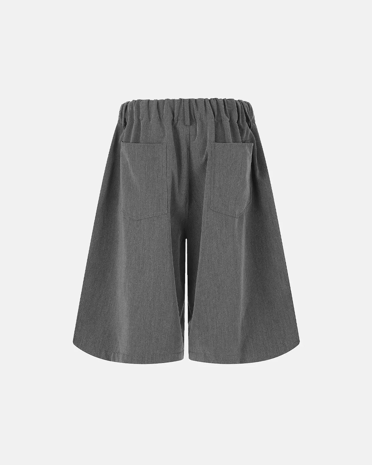 Black Flation drawstring wide-leg tailored shorts, featuring a relaxed fit and stylish design for streetwear fashion.