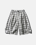 Flation plaid longline casual shorts with a relaxed fit, featuring a stylish plaid pattern and comfortable waistband.