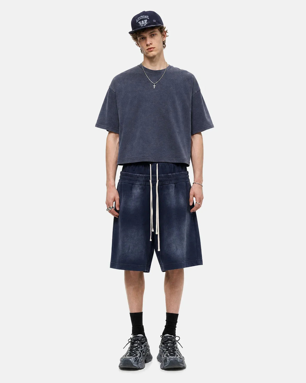 Retro brown Flation streetwear shorts with double waist, monkey wash design, and comfortable sweat fabric.