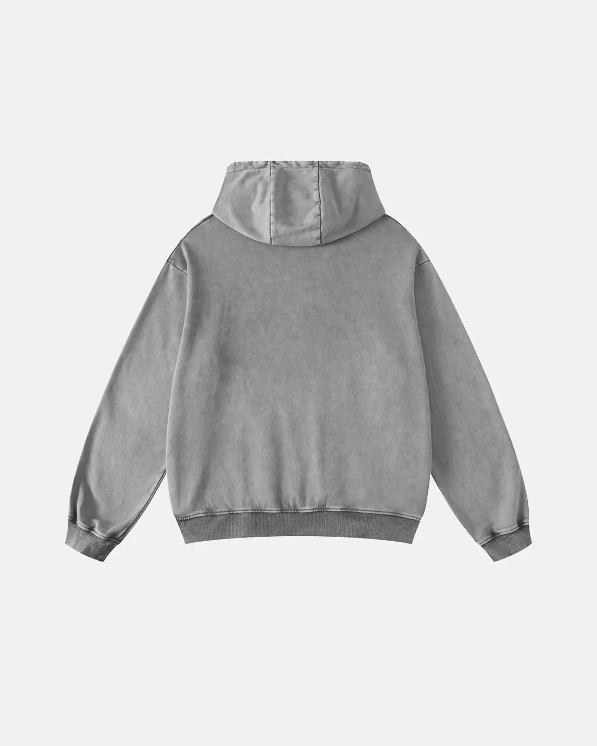 Acid washed French Terry hoodie by Flation Streetwear, showcasing a relaxed fit with a distressed, vintage-inspired design.