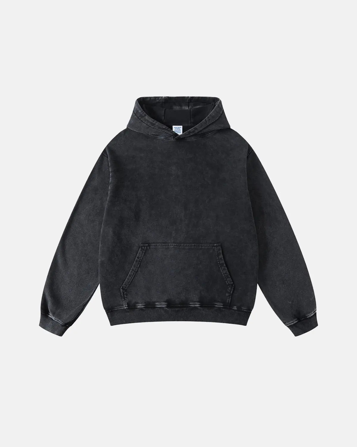 Acid washed French Terry hoodie by Flation Streetwear featuring a relaxed fit and faded, vintage-style fabric.
