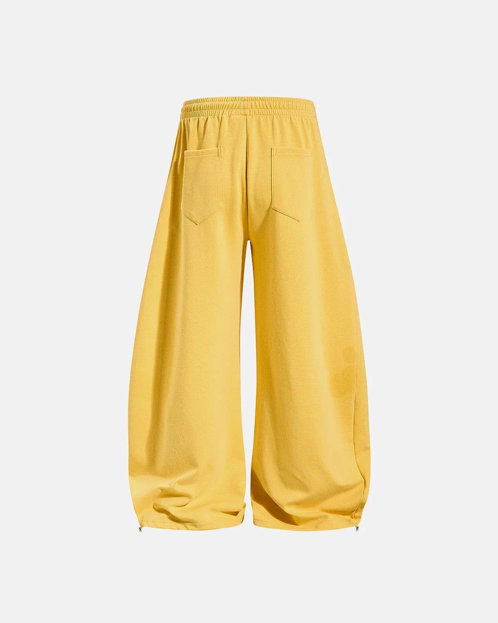 Yellow star graphic barrel sweatpants by Flation Streetwear, featuring a relaxed fit and casual streetwear style.