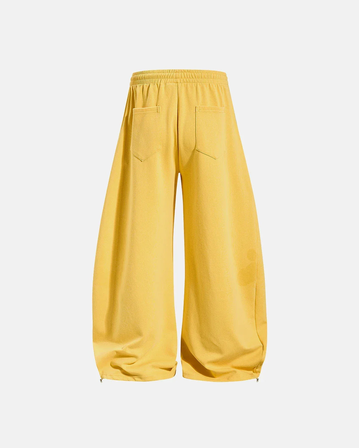 Yellow star graphic barrel sweatpants by Flation Streetwear, featuring a relaxed fit and casual streetwear style.