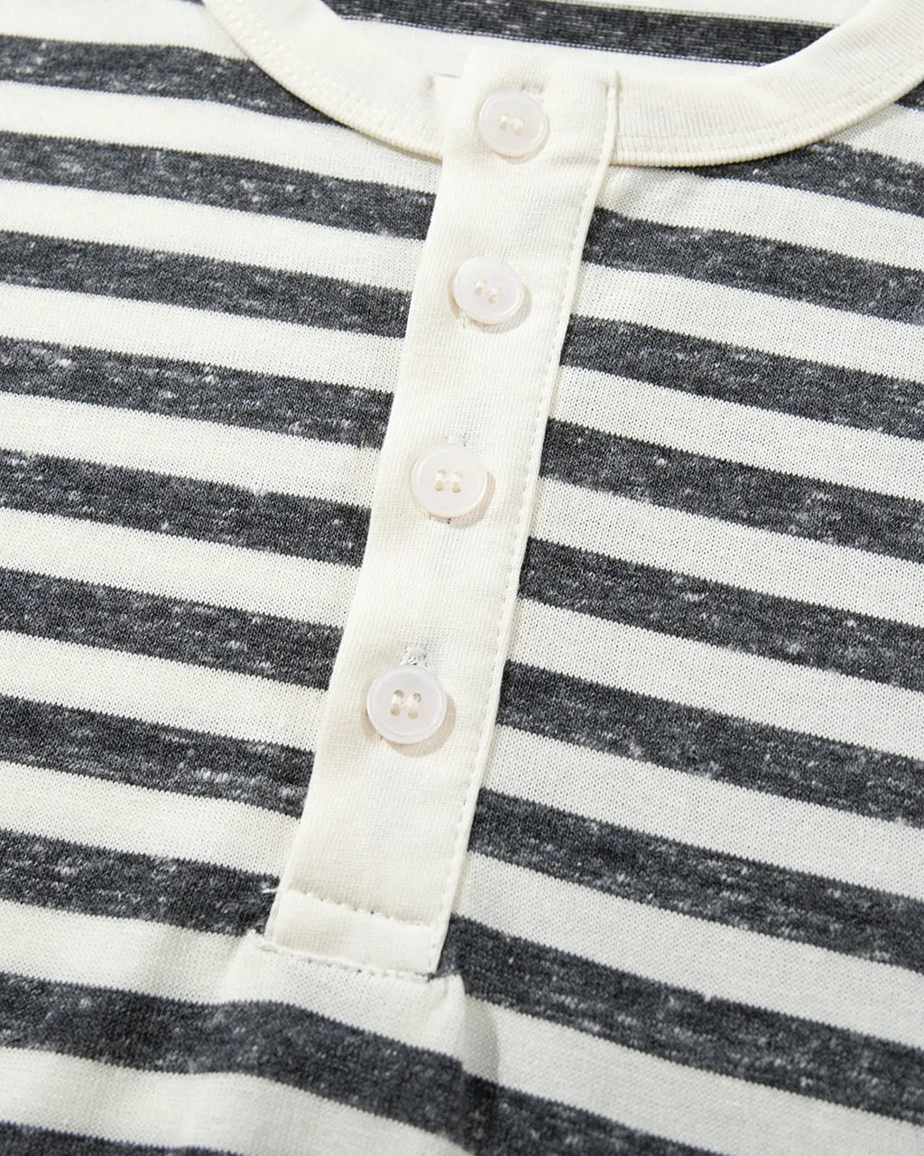 Apricot striped Henley T-shirt by Flation Streetwear, relaxed fit, with buttoned neckline and casual style.
