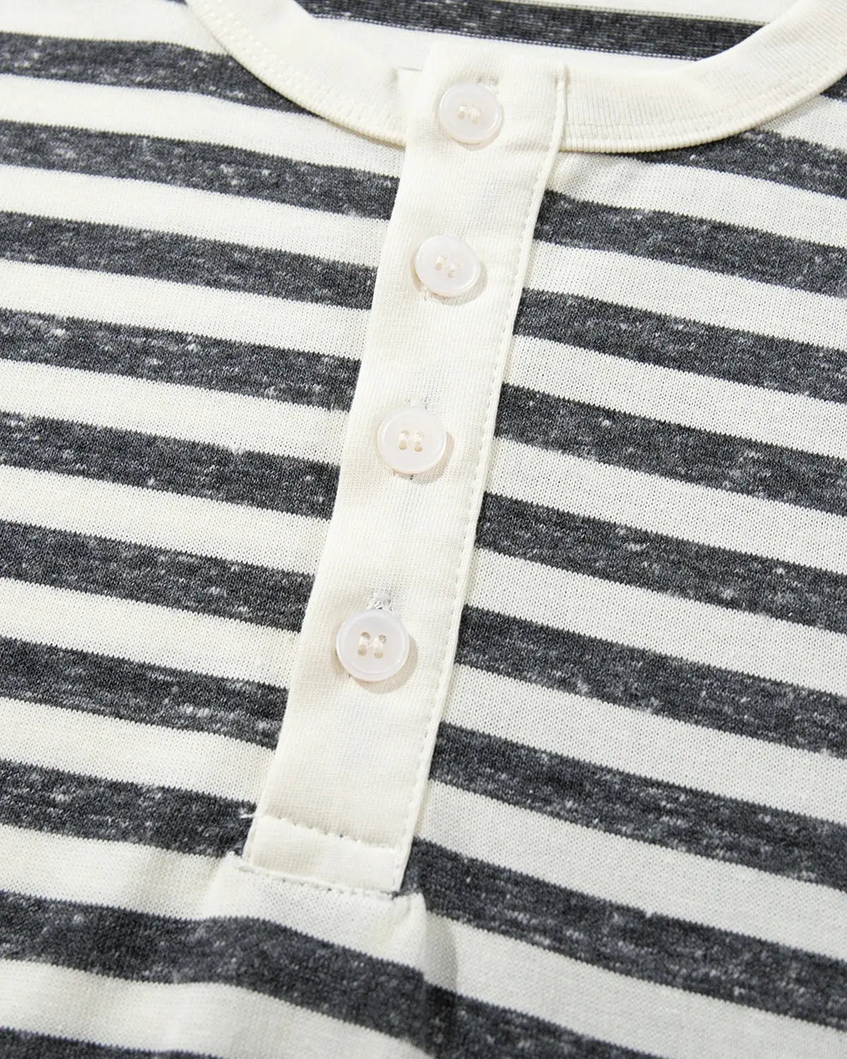 Apricot striped Henley T-shirt by Flation Streetwear, relaxed fit, with buttoned neckline and casual style.