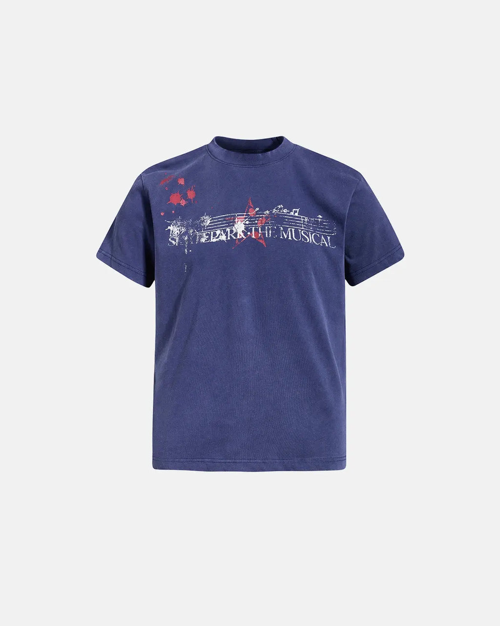 Acid washed black music graphic T-shirt by INFLATION, featuring a bold printed music design on the front.