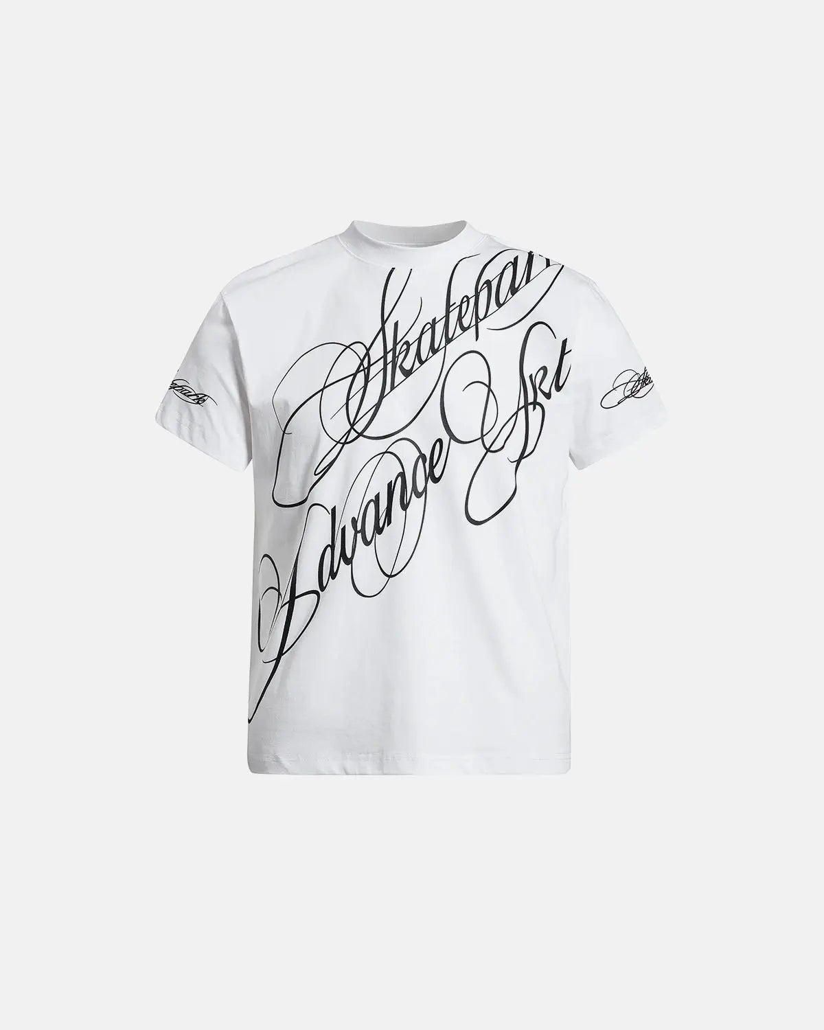 Black Flation streetwear T-shirt featuring all-over script graphic design, casual crew neck style for everyday wear.