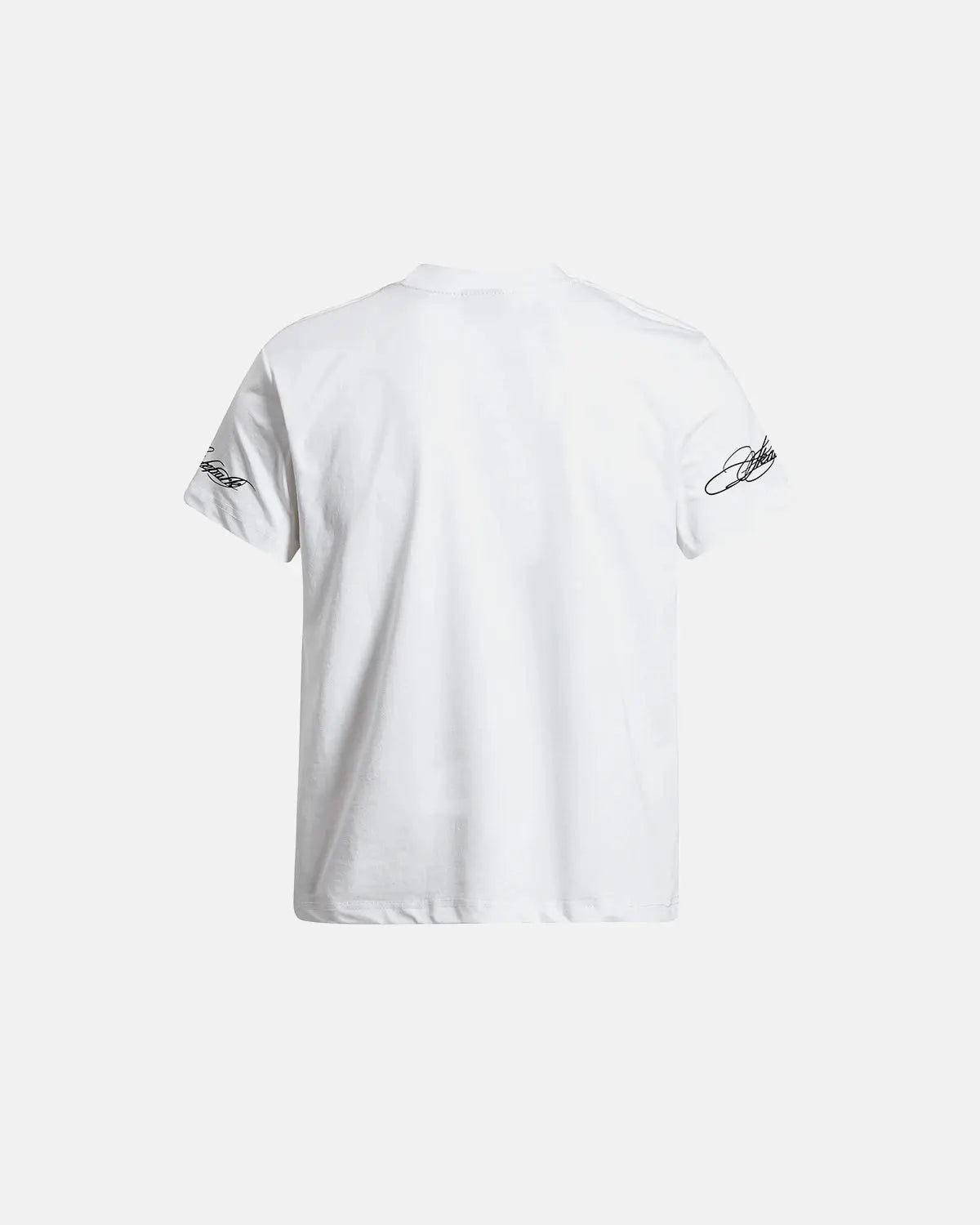Black Flation Streetwear all-over script graphic T-shirt featuring bold, artistic text design on the front.