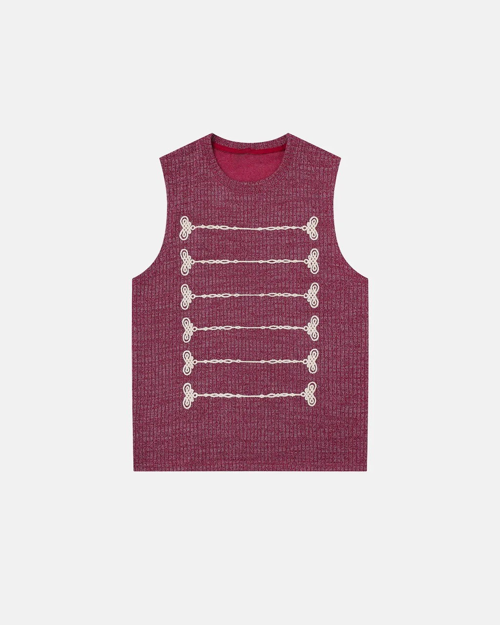 Black embroidered knit tank top by Flation Streetwear, showcasing a stylish T-shirt design with detailed embroidery.
