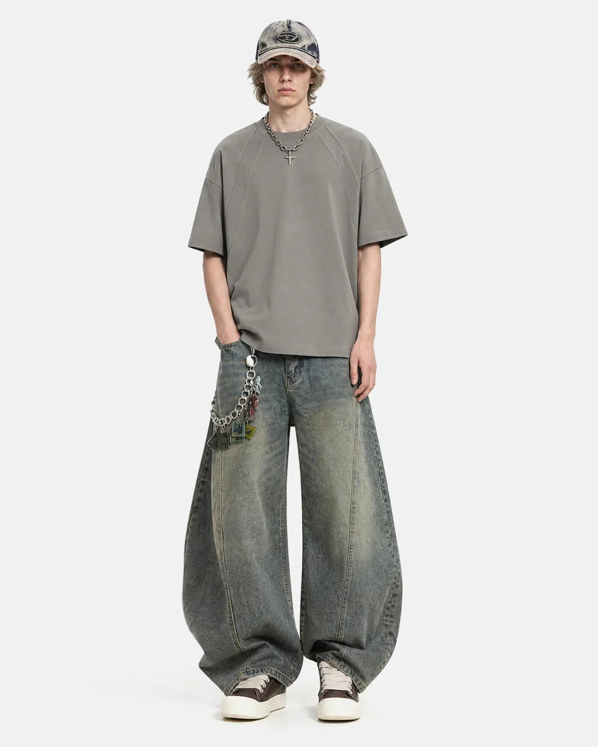 Off-white Flation Boxy Deconstructed T-shirt with relaxed fit and streetwear style, displayed flat on a neutral background.