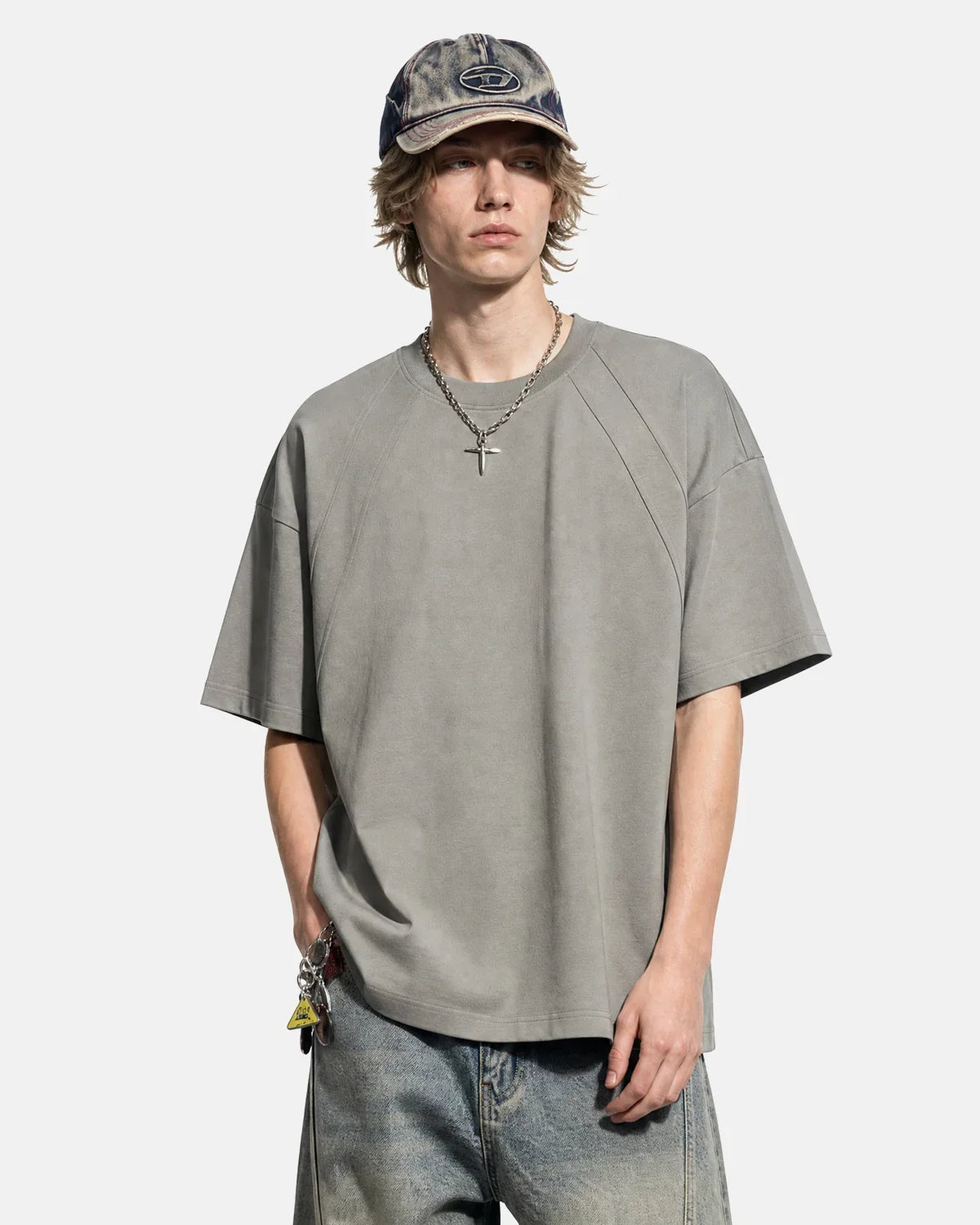 Off-white Flation Boxy Deconstructed T-shirt with oversized fit, casual streetwear style, featuring unique design details.