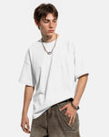 Off-white Flation Streetwear boxy deconstructed T-shirt with relaxed fit and raw hem, casual street style for modern fashion.